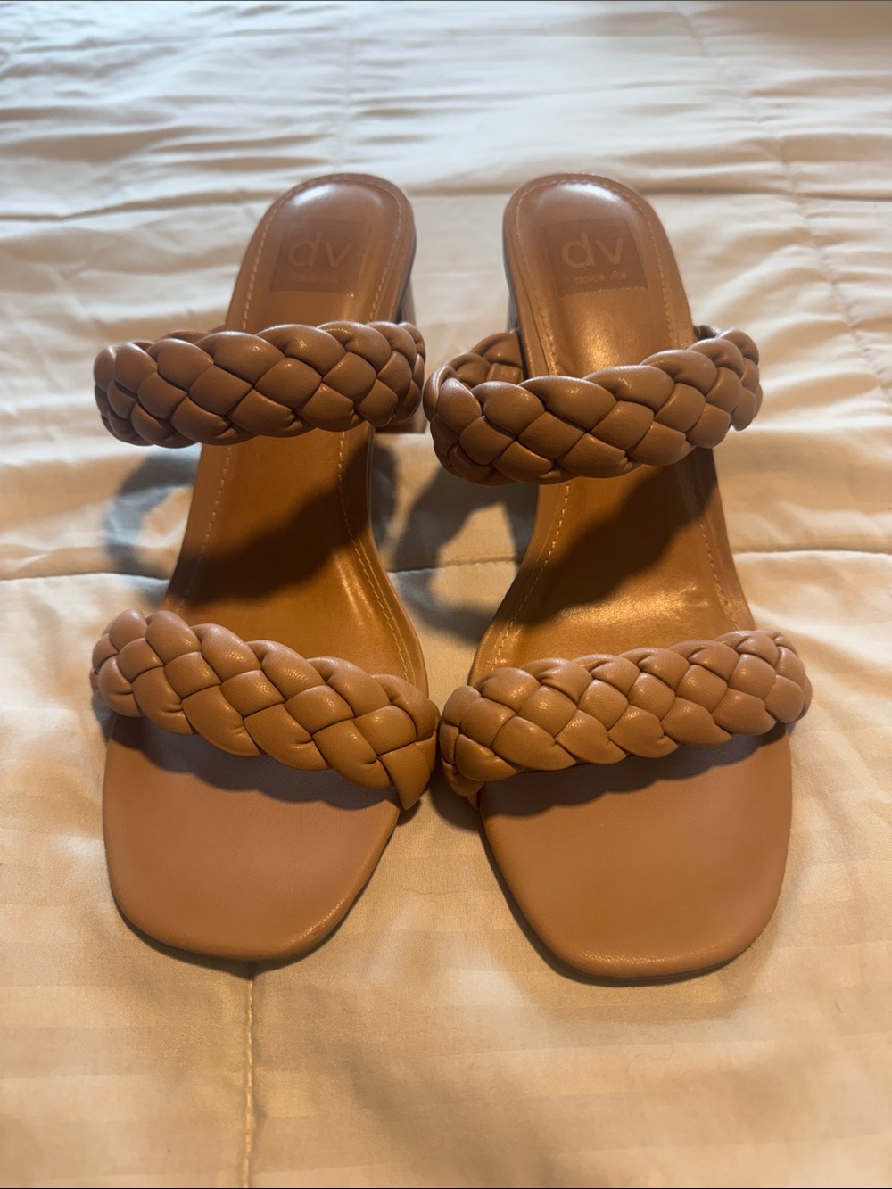 DV by Dolce Vita Tan Braided Double-Strap Slide Mules